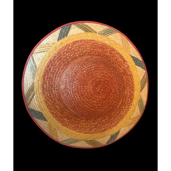 Vintage 80s Liz Claiborne Wide-Brim Straw Hat Classic Summer Sun Hat Made Italy! - Picture 7 of 8